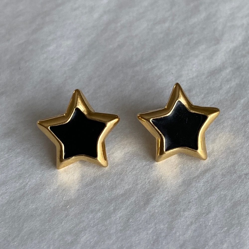 Black and Gold Star Earrings ⭐️